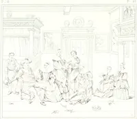 Picture 25 of 117 from Musée de peinture et de sculpture; ou, Recueil des principaux tableaux, statues et bas-reliefs des collections publiques et particulières de l'Europe. Dessiné et gravé à l'eau-forte par Réveil, avec des notices descriptives, critiques et historiques par Louis et Réné Ménard (1872), leaf 148