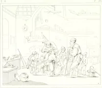 An illustration from Musée de peinture et de sculpture; ou, Recueil des principaux tableaux, statues et bas-reliefs des collections publiques et particulières de l'Europe. Dessiné et gravé à l'eau-forte par Réveil, avec des notices descriptives, critiques et historiques par Louis et Réné Ménard (1872)