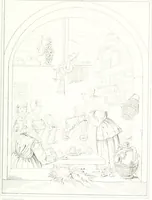 An illustration from Musée de peinture et de sculpture; ou, Recueil des principaux tableaux, statues et bas-reliefs des collections publiques et particulières de l'Europe. Dessiné et gravé à l'eau-forte par Réveil, avec des notices descriptives, critiques et historiques par Louis et Réné Ménard (1872)