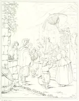 An illustration from Musée de peinture et de sculpture; ou, Recueil des principaux tableaux, statues et bas-reliefs des collections publiques et particulières de l'Europe. Dessiné et gravé à l'eau-forte par Réveil, avec des notices descriptives, critiques et historiques par Louis et Réné Ménard (1872)