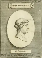 An illustration from Museum Odescalchum, sive, Thesaurus antiquarum gemmarum : cum imaginibus in iisdem insculptis, et iisdem exsculptis, quæ a serenissima Christina svecorum regina collectæ in Museo Odescalcho adservantur, et a Petro Sancte Bartolo quondam incisæ, nunc primum in lucem proferuntur .. (1751)