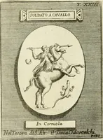 An illustration from Museum Odescalchum, sive, Thesaurus antiquarum gemmarum : cum imaginibus in iisdem insculptis, et iisdem exsculptis, quæ a serenissima Christina svecorum regina collectæ in Museo Odescalcho adservantur, et a Petro Sancte Bartolo quondam incisæ, nunc primum in lucem proferuntur .. (1751)