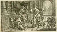 An illustration from Museum Odescalchum, sive, Thesaurus antiquarum gemmarum : cum imaginibus in iisdem insculptis, et iisdem exsculptis, quæ a serenissima Christina svecorum regina collectæ in Museo Odescalcho adservantur, et a Petro Sancte Bartolo quondam incisæ, nunc primum in lucem proferuntur .. (1751)