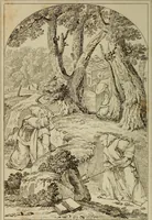 An illustration from Museum of painting and sculpture, or, Collection of the principal pictures, statues and bas-reliefs in the public and private galleries of Europe (1828)