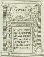 An illustration from Museum veronense, hoc est, Antiquarum inscriptionum atque anaglyphorum collectio : cui Taurinensis adiungitur et Vindobonensis : accedunt monumenta id genus plurima nondum vulgata, et ubicumque collecta (1749)
