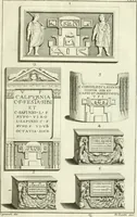 An illustration from Museum veronense, hoc est, Antiquarum inscriptionum atque anaglyphorum collectio : cui Taurinensis adiungitur et Vindobonensis : accedunt monumenta id genus plurima nondum vulgata, et ubicumque collecta (1749)
