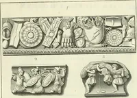 An illustration from Museum veronense, hoc est, Antiquarum inscriptionum atque anaglyphorum collectio : cui Taurinensis adiungitur et Vindobonensis : accedunt monumenta id genus plurima nondum vulgata, et ubicumque collecta (1749)