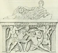 An illustration from Museum veronense, hoc est, Antiquarum inscriptionum atque anaglyphorum collectio : cui Taurinensis adiungitur et Vindobonensis : accedunt monumenta id genus plurima nondum vulgata, et ubicumque collecta (1749)