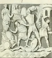 An illustration from Museum veronense, hoc est, Antiquarum inscriptionum atque anaglyphorum collectio : cui Taurinensis adiungitur et Vindobonensis : accedunt monumenta id genus plurima nondum vulgata, et ubicumque collecta (1749)