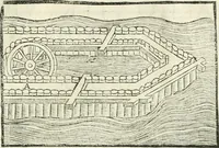 An illustration from M. Vitruuio Pollion De architectura : diuidido en diez libros, traduzidos de Latin en Castellano por Miguel de Vrrea architecto, y facado en su perfectio por Iuan Gracian impressor vezino de Alcala (1582)