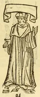 An illustration from The myrrour & dyscrypcyon of the worlde : with many meruaylles & the vii scyences as gramayre, rethorike wyth the arte of memorye, logyke, geometrye, wyth the standarde of mesure & weyght, and the knowlege how a man sholde mesure londe, borde, & tymber, and than arsmetryke wyth the maner of accou[n]tes and rekenynges by cyfres, and than musyke, and astrnomye, with many other profytable and plesant co[m]modytes (1527)