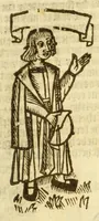 An illustration from The myrrour & dyscrypcyon of the worlde : with many meruaylles & the vii scyences as gramayre, rethorike wyth the arte of memorye, logyke, geometrye, wyth the standarde of mesure & weyght, and the knowlege how a man sholde mesure londe, borde, & tymber, and than arsmetryke wyth the maner of accou[n]tes and rekenynges by cyfres, and than musyke, and astrnomye, with many other profytable and plesant co[m]modytes (1527)