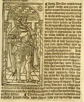 An illustration from The myrrour & dyscrypcyon of the worlde : with many meruaylles & the vii scyences as gramayre, rethorike wyth the arte of memorye, logyke, geometrye, wyth the standarde of mesure & weyght, and the knowlege how a man sholde mesure londe, borde, & tymber, and than arsmetryke wyth the maner of accou[n]tes and rekenynges by cyfres, and than musyke, and astrnomye, with many other profytable and plesant co[m]modytes (1527)