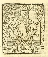 An illustration from The myrrour & dyscrypcyon of the worlde : with many meruaylles & the vii scyences as gramayre, rethorike wyth the arte of memorye, logyke, geometrye, wyth the standarde of mesure & weyght, and the knowlege how a man sholde mesure londe, borde, & tymber, and than arsmetryke wyth the maner of accou[n]tes and rekenynges by cyfres, and than musyke, and astrnomye, with many other profytable and plesant co[m]modytes (1527)