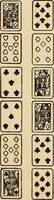 An illustration from The mystic test book; or, The magic of the cards. Giving the mystic meaning of these wonderful and ancient emblems in their relationship to the heavenly bodies, under all conditions; with rules and processes for reading or delineating the emblems (1919)