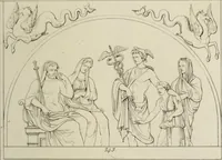 Picture 50 of 223 from Mythologische Gallerie; eine Sammlung von mehr als 750 antiken Denkmälern, Statuen, geschnittenen Steinen, Münzen und Gemälden, auf den 191 Original-Kupferblättern der französischen Ausg (1848), leaf 104
