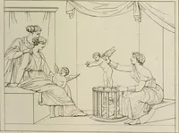 An illustration from Mythologische Gallerie; eine Sammlung von mehr als 750 antiken Denkmälern, Statuen, geschnittenen Steinen, Münzen und Gemälden, auf den 191 Original-Kupferblättern der französischen Ausg (1848)
