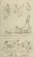 An illustration from Mythologische Gallerie; eine Sammlung von mehr als 750 antiken Denkmälern, Statuen, geschnittenen Steinen, Münzen und Gemälden, auf den 191 Original-Kupferblättern der französischen Ausg (1848)
