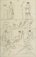 An illustration from Mythologische Gallerie; eine Sammlung von mehr als 750 antiken Denkmälern, Statuen, geschnittenen Steinen, Münzen und Gemälden, auf den 191 Original-Kupferblättern der französischen Ausg (1848)