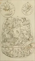 An illustration from Mythologische Gallerie; eine Sammlung von mehr als 750 antiken Denkmälern, Statuen, geschnittenen Steinen, Münzen und Gemälden, auf den 191 Original-Kupferblättern der französischen Ausg (1848)