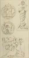 An illustration from Mythologische Gallerie; eine Sammlung von mehr als 750 antiken Denkmälern, Statuen, geschnittenen Steinen, Münzen und Gemälden, auf den 191 Original-Kupferblättern der französischen Ausg (1848)