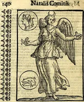 An illustration from Natalis Comitis Mythologiae sive Explicationis fabvlarvm libri decem, in qvibvs omnia prope natvralis et moralis philosophiæ dogmata in veterum fabulis contenta fuisse perspicuè demonstratur (1616)