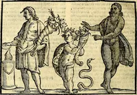 An illustration from Natalis Comitis Mythologiae sive Explicationis fabvlarvm libri decem, in qvibvs omnia prope natvralis et moralis philosophiæ dogmata in veterum fabulis contenta fuisse perspicuè demonstratur (1616)