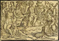 An illustration from Natalis Comitis Mythologiae sive Explicationis fabvlarvm libri decem, in qvibvs omnia prope natvralis et moralis philosophiæ dogmata in veterum fabulis contenta fuisse perspicuè demonstratur (1616)