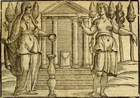 An illustration from Natalis Comitis Mythologiae, sive, Explicationis fabularum libri decem : in quibus omnia prope naturalis et moralis philosophiae dogmata in veterum fabulis contenta fuisse perspicuè demonstratur ... : accessit G. Linocerii Musarum mytholgia, & anonymi obseuationum in totam de dijs gentium narrationem libellus : adiectæ sunt ... editioni elegantissimæ deorum imagines, & eruditissimæ M. Antonij Tritonij Vtinensis .. (1637)