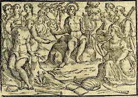 An illustration from Natalis Comitis Mythologiae, sive, Explicationis fabularum libri decem : in quibus omnia prope naturalis et moralis philosophiae dogmata in veterum fabulis contenta fuisse perspicuè demonstratur ... : accessit G. Linocerii Musarum mytholgia, & anonymi obseuationum in totam de dijs gentium narrationem libellus : adiectæ sunt ... editioni elegantissimæ deorum imagines, & eruditissimæ M. Antonij Tritonij Vtinensis .. (1637)