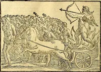 Picture 67 of 127 from Natalis Comitis Mythologiae, sive, Explicationis fabularum libri decem : in quibus omnia prope naturalis et moralis philosophiae dogmata in veterum fabulis contenta fuisse perspicuè demonstratur ... : accessit G. Linocerii Musarum mytholgia, & anonymi obseuationum in totam de dijs gentium narrationem libellus : adiectæ sunt ... editioni elegantissimæ deorum imagines, & eruditissimæ M. Antonij Tritonij Vtinensis .. (1637), leaf 265