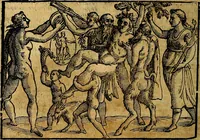 An illustration from Natalis Comitis Mythologiae, sive, Explicationis fabularum libri decem : in quibus omnia prope naturalis et moralis philosophiae dogmata in veterum fabulis contenta fuisse perspicuè demonstratur ... : accessit G. Linocerii Musarum mytholgia, & anonymi obseuationum in totam de dijs gentium narrationem libellus : adiectæ sunt ... editioni elegantissimæ deorum imagines, & eruditissimæ M. Antonij Tritonij Vtinensis .. (1637)