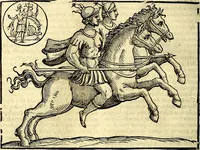 An illustration from Natalis Comitis Mythologiae, sive, Explicationis fabularum libri decem : in quibus omnia prope naturalis et moralis philosophiae dogmata in veterum fabulis contenta fuisse perspicuè demonstratur ... : accessit G. Linocerii Musarum mytholgia, & anonymi obseuationum in totam de dijs gentium narrationem libellus : adiectæ sunt ... editioni elegantissimæ deorum imagines, & eruditissimæ M. Antonij Tritonij Vtinensis .. (1637)