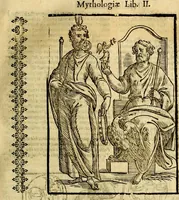 An illustration from Natalis Comitis Mythologiae, sive, Explicationis fabularum libri decem : in quibus omnia prope naturalis et moralis philosophiae dogmata in veterum fabulis contenta fuisse perspicuè demonstratur ... : accessit G. Linocerii Musarum mytholgia, & anonymi obseuationum in totam de dijs gentium narrationem libellus : adiectæ sunt ... editioni elegantissimæ deorum imagines, & eruditissimæ M. Antonij Tritonij Vtinensis .. (1637)