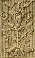An illustration from Natural wood ornaments : for furniture manufacturers, architects, builders, interior decorators, stair builders, car builders, organ manufacturers, steamboat builders, etc., etc. (1883)