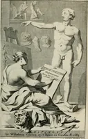An illustration from Natuurlyk en schilderkonstig ontwerp der menschkunde : leerende niet alleen de kennis van de gestalte, proportie, schoonheyd, muskelen, bewegingen, actien, passien, en welstand der menschbeelden : tot de teykenkunde, schilderkunde, beeldhouwery, bootseer en giet-oeffening toepassen : maar ook hoe sich een mensch na deselve regelen, in allerhande doeningh van gaan, staan, loopen, torssen, dragen, arbeyden, spreken en andere gebeerden : bevallig en verstandilijk aastellen zal (1683)