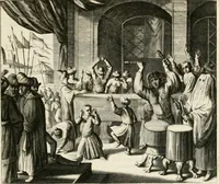 An illustration from Naukeurige beschryving van Asie; behelsende de gewesten van Mesopotamie, Babylonie, Assyrie, Anatolie, of Klein Asie, beneffens eene volkome beschrijving van gansch Gelukkigh, Woest, en Petreesch of Steenigh Arabie.. (1680)