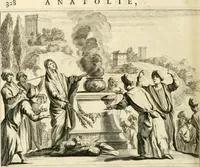 Picture 33 of 50 from Naukeurige beschryving van Asie; behelsende de gewesten van Mesopotamie, Babylonie, Assyrie, Anatolie, of Klein Asie, beneffens eene volkome beschrijving van gansch Gelukkigh, Woest, en Petreesch of Steenigh Arabie.. (1680), leaf 359