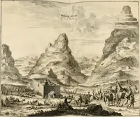 An illustration from Naukeurige beschryving van Asie; behelsende de gewesten van Mesopotamie, Babylonie, Assyrie, Anatolie, of Klein Asie, beneffens eene volkome beschrijving van gansch Gelukkigh, Woest, en Petreesch of Steenigh Arabie.. (1680)
