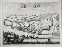 Picture 14 of 44 from Naukeurige beschryving van Morea, eertijts Peloponnesus; en de eilanden, gelegen onder de kusten van Morea, en binnen en buiten de golf van Venetien: waer onder de voornaemste Korfu, Cefalonia, Sant Maura, Zanten, en andere in grooten getale. Behelzende derzelver landschappen, steden, rivieren, poelen, bergen, gewassen, dieren, &c. Met de kaerten van Morea, golf van Venetien, en verscheide eilanden: beneffens afbeeldingen van steden en kastelen, als Patrasso, Modon, Koron, Navarino, Napoli di Romania en Malvasia, Korinthen, Misitra, &c (1688), leaf 105