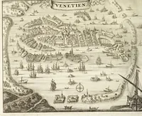 An illustration from Naukeurige beschryving van Morea, eertijts Peloponnesus; en de eilanden, gelegen onder de kusten van Morea, en binnen en buiten de golf van Venetien: waer onder de voornaemste Korfu, Cefalonia, Sant Maura, Zanten, en andere in grooten getale. Behelzende derzelver landschappen, steden, rivieren, poelen, bergen, gewassen, dieren, &c. Met de kaerten van Morea, golf van Venetien, en verscheide eilanden: beneffens afbeeldingen van steden en kastelen, als Patrasso, Modon, Koron, Navarino, Napoli di Romania en Malvasia, Korinthen, Misitra, &c (1688)