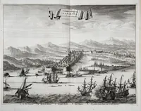 An illustration from Naukeurige beschryving van Morea, eertijts Peloponnesus; en de eilanden, gelegen onder de kusten van Morea, en binnen en buiten de golf van Venetien: waer onder de voornaemste Korfu, Cefalonia, Sant Maura, Zanten, en andere in grooten getale. Behelzende derzelver landschappen, steden, rivieren, poelen, bergen, gewassen, dieren, &c. Met de kaerten van Morea, golf van Venetien, en verscheide eilanden: beneffens afbeeldingen van steden en kastelen, als Patrasso, Modon, Koron, Navarino, Napoli di Romania en Malvasia, Korinthen, Misitra, &c (1688)