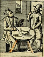 An illustration from Nebulo nebulonum, hoc est, Locoseria modernae nequitiae censura : qua hominum sceleratorum fraudes, doli ac versutiae aeri aëriq[ue] exponuntur pùblice (1620)