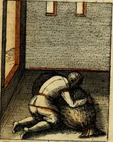 An illustration from Nebulo nebulonum, hoc est, Locoseria modernae nequitiae censura : qua hominum sceleratorum fraudes, doli ac versutiae aeri aëriq[ue] exponuntur pùblice (1620)