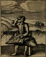 An illustration from Nebulo nebulonum, hoc est, Jocoseria nequitiae censura : qua hominum scelestorum doli, fraudes, fallaciae, & mores versuti vivis coloribus depinguntur, aeriq[ue] incisi publico aspectui exponuntur (1663)