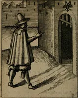 An illustration from Nebulo nebulonum, hoc est, Jocoseria nequitiae censura : qua hominum scelestorum doli, fraudes, fallaciae, & mores versuti vivis coloribus depinguntur, aeriq[ue] incisi publico aspectui exponuntur (1663)