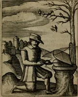 An illustration from Nebulo nebulonum, hoc est, Jocoseria nequitiae censura : qua hominum scelestorum doli, fraudes, fallaciae, & mores versuti vivis coloribus depinguntur, aeriq[ue] incisi publico aspectui exponuntur (1663)