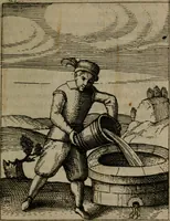 An illustration from Nebulo nebulonum, hoc est, Jocoseria nequitiae censura : qua hominum scelestorum doli, fraudes, fallaciae, & mores versuti vivis coloribus depinguntur, aeriq[ue] incisi publico aspectui exponuntur (1663)