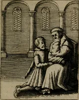 An illustration from Nebulo nebulonum, hoc est, Jocoseria nequitiae censura : qua hominum scelestorum doli, fraudes, fallaciae, & mores versuti vivis coloribus depinguntur, aeriq[ue] incisi publico aspectui exponuntur (1663)
