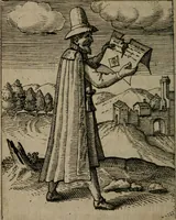 An illustration from Nebulo nebulonum, hoc est, Jocoseria nequitiae censura : qua hominum scelestorum doli, fraudes, fallaciae, & mores versuti vivis coloribus depinguntur, aeriq[ue] incisi publico aspectui exponuntur (1663)